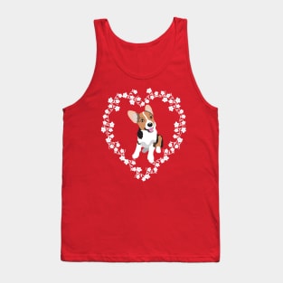 Corgi Puppy Cherry Blossom Heart Tank Top